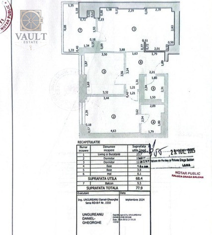 Apartament 3 camere - LUX - BALCON 10 MP - zona pipera- CORTINA NORTH