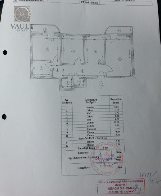 APARTAMENT 3 CAMERE-RAHOVA-2 BAI-2 BALCOANE-CENTRALA-PARCARE