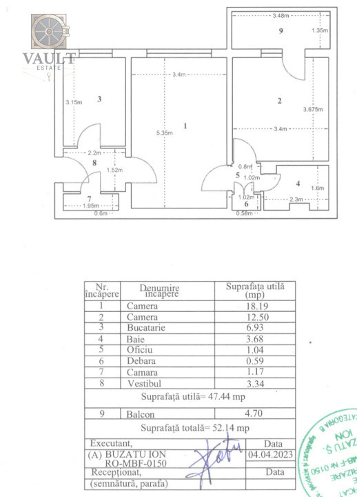  Apartament 2 camere -52MP -1 Decembrie 1918-Trapezului 