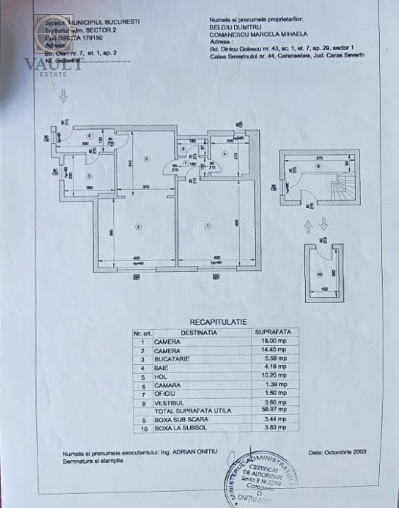 Apartament 3 camere -ETAJ 1- VILA- FOISORUL DE FOC 