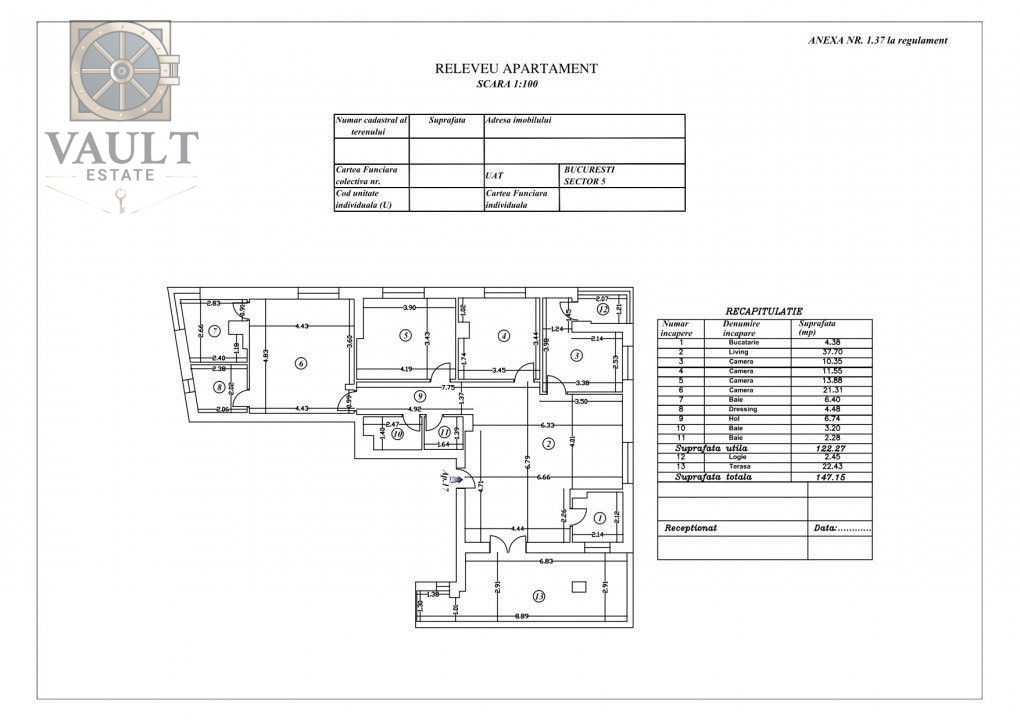 APARTAMENT- 5 CAMERE-13 SEPTEMBRIE-PROSPER-BLOC NOU-TERASA-PARCARE