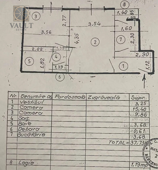 apartament 2 camere -38,92Mp-Brancoveanu 