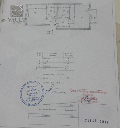 Apartament 2 camere - BLOC 2018 - LOC DE PARCARE - zona BRANCOVEANU -LUICA 